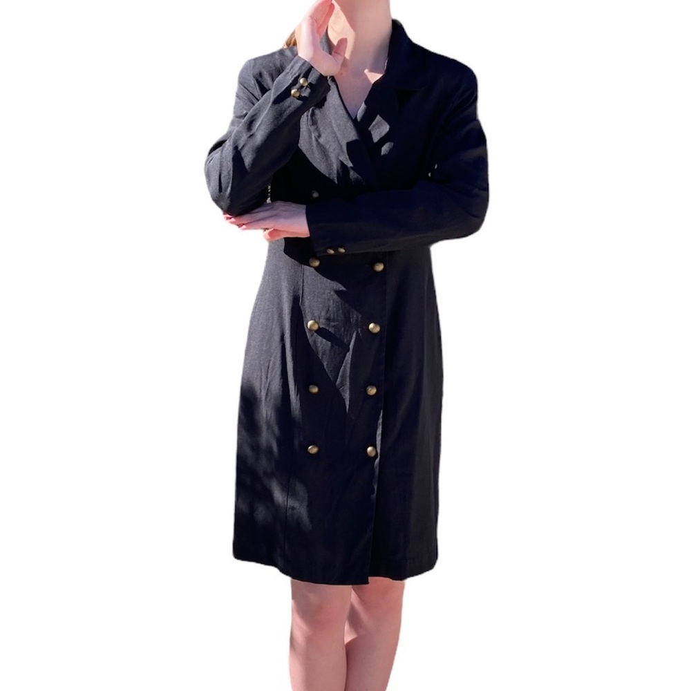 Vintage Jennifer James Double Breasted Black Women’s Classy Office Dress Size 4